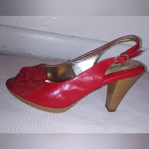 EuroSoft bySofft Red Slingback Sandal Shoes Women's US 7.5M - Picture 3 of 13